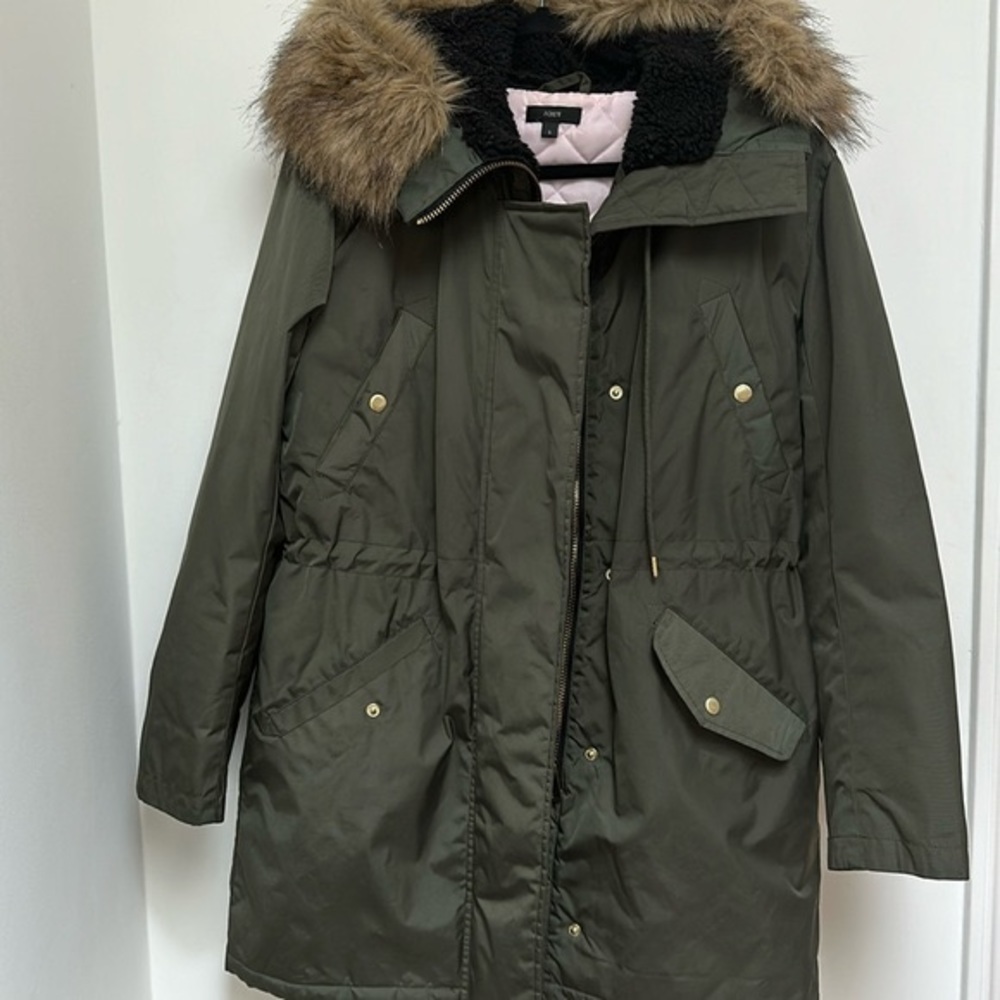 JCREW women’s olive green parka small